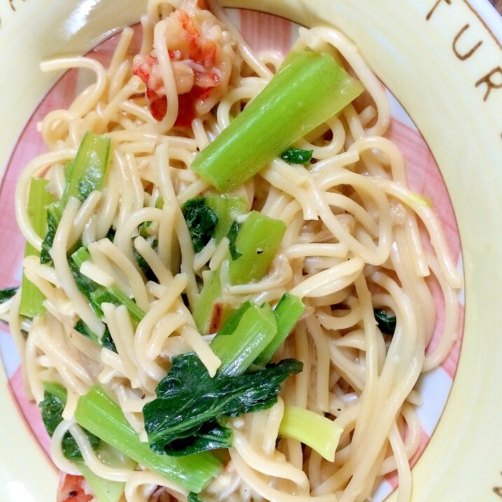 エビと小松菜の和風パスタ レシピ 作り方 By りんりんすずたん 楽天レシピ